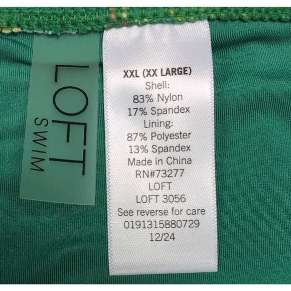 LOFT Swim Bikini Size XXL Green Floral Bandeau Top High-Waisted Bottom NEW NWT - Picture 14 of 16